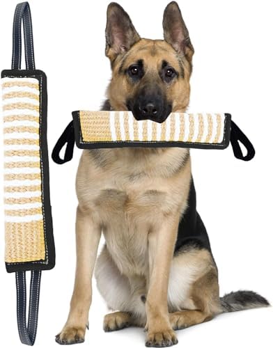 Clysoru Squeaky Tug Toy for Dogs Jute with 2 Strong Handles Lasti...