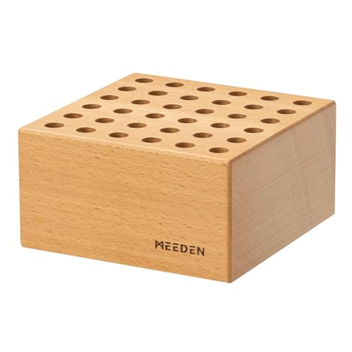 MEEDEN Beechwood Pencil and Brush Holder: 36 Holes Paint Brush Storage Organizer & Holder Rack - Wooden Block Pencil Holder for Paintbrushes, Pens and Art Tools - Paint Brush Holder Display Stand
