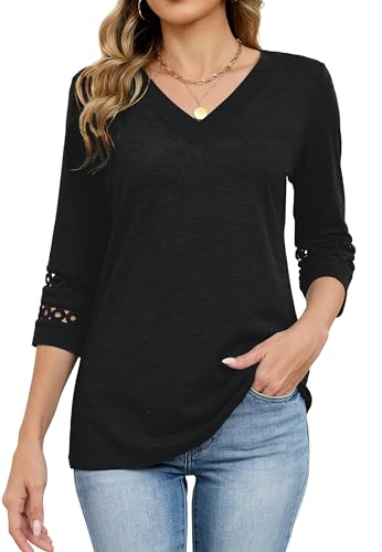 Save 55% on NRROSE Women's 3/4 Sleeve V-Neck T-Shirts with Code AGQJF266 - Image 3