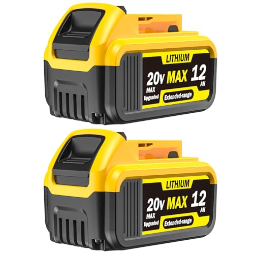 2 Packs 12000 mAh 20V MAX Lithium-Ion Battery, Replacement for Dewalt 20V Max Battery Compatible with DCB200 DCB206 DCB207 DCB205 DCB204 Series Power Tools