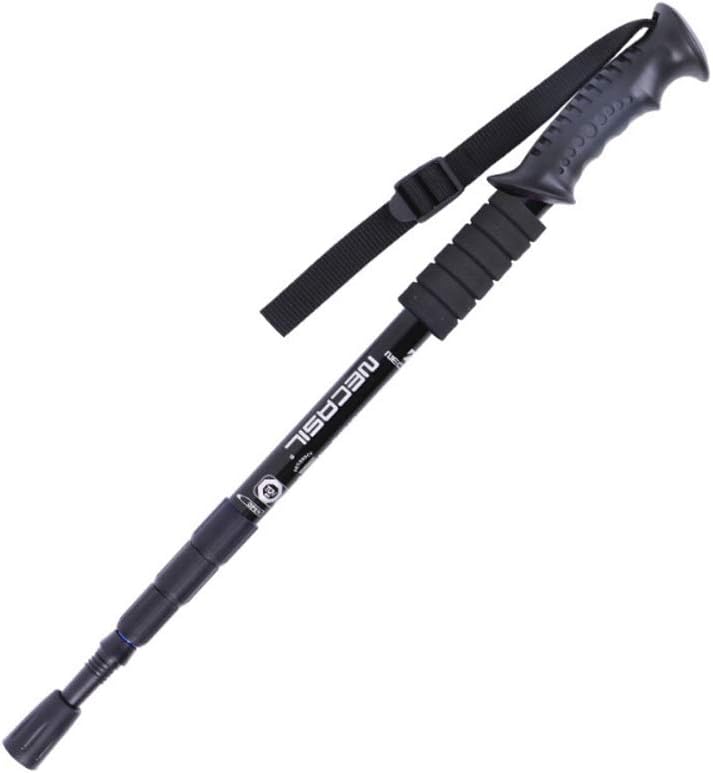 4 Session Folding Trekking Pole Adjustable Hiking Stick Telescopic Cane For Hiking Camping Walking (Black)