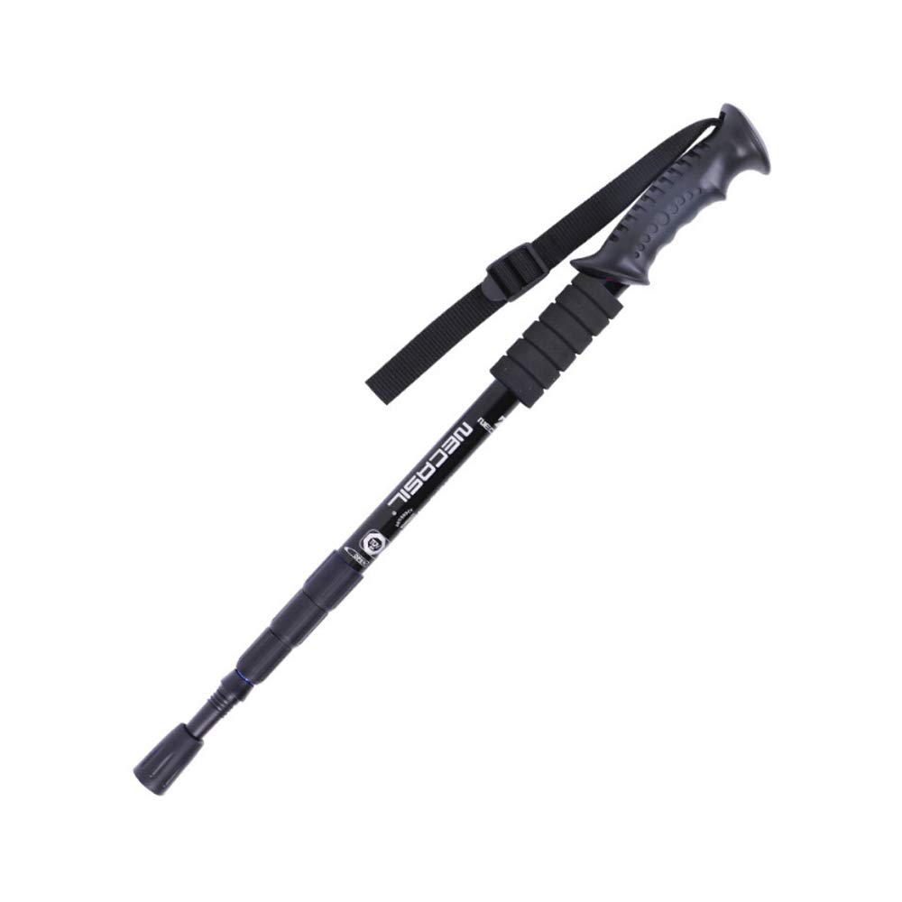 4 Session Folding Trekking Pole Adjustable Hiking Stick Telescopic Cane For Hiking Camping Walking (Black)
