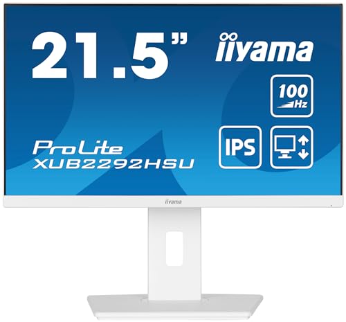iiyama XUB2292HSU-W6 21.5 inch IPS LCD slim bezel, 100Hz, 0.4ms (MPRT), FreeSync, 1920x1080,HDMI/DP, 4 x USB, Height Adjustable Stand