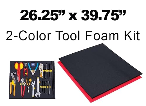 5S TOOL BOX SHADOW FOAM ORGANIZERS (2 COLOR) CUSTOM SIZE (26.25" x 39.75", Black Top/Red Bottom)