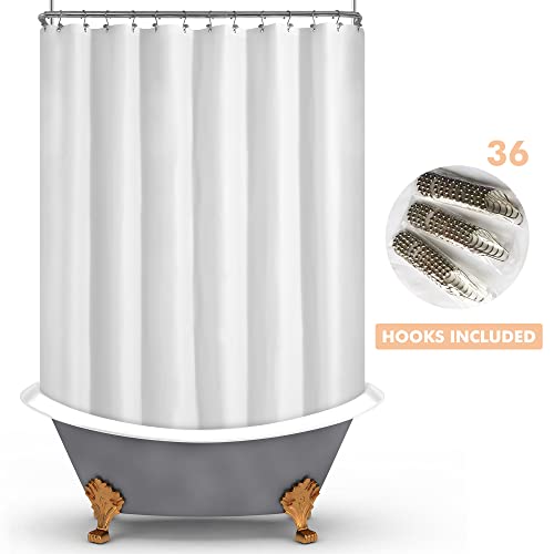 Image of Mrs Awesome White Clawfoot Tub Shower Curtain or Liner with 12 Magnets - Free 36 Hooks Included, Waterproof PEVA, 180 inch x 70 inch, White