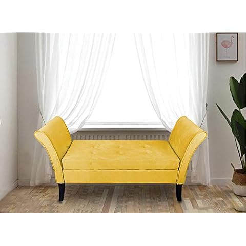 HomeHarmony® Windsor Easy to Assemble Velvet Window Seat Ottoman Storage Bed End Sofa Bench (Ochre) Cover