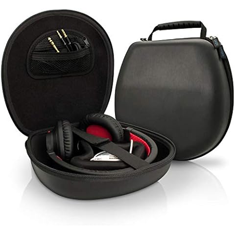 iGadgitz U3804 EVA Hard Case Cover Suitable for Fixed (Non-Folding) Headphones - Black Cover