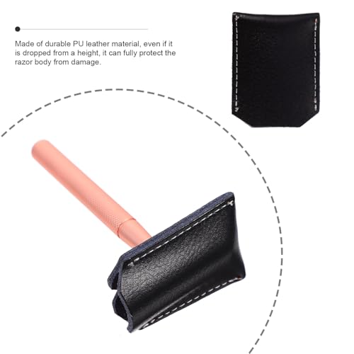 Funda para afeitadora de seguridad en cuero PU negro PRETYZOOM de viaje 6