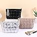 Beayuva Puffer Quilted Makeup Bag Travel Cosmetic Bag Portable Puffy Checkered Toiletry Pouch Skincare Organizer Purse Pencil Case (Silver)