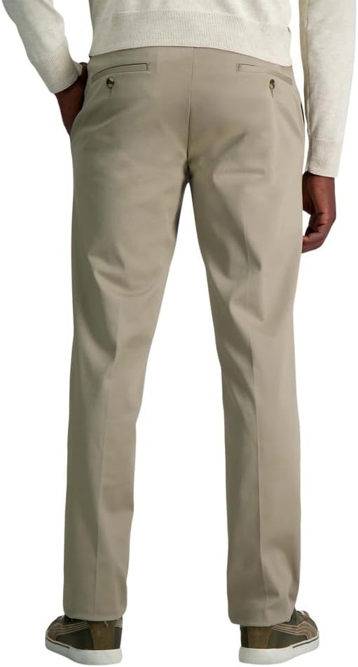 Haggar Mens Haggar Men's Wrinkle Free Performance Khaki Straight Fit Flat Front Pant - Image 3