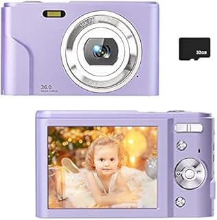 Digital Camera for Kids Boys and Girls - 36MP Children's Camera with 32GB SD Card,Full HD 1080P Rechargeable Electronic Mini Camera for Students, Teens, Kids(Purple)