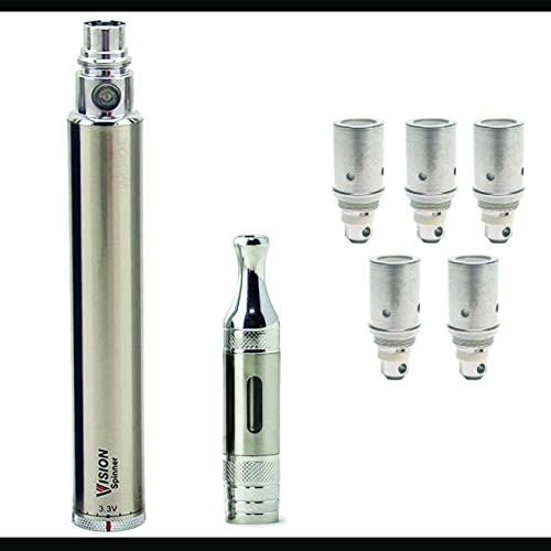 Pack Batterie Vision Spinner VX 1300 avec Clearomiseur Aspir et résistances - Dernière version | INOX | Sans tabac ni nicotine
