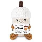 Arosedmo Positive Funny Coffee Crochet Gifts for Women, Cute Emotional Support Crochet Coffee Lovers, Espresso Themed Birthday Cheer Up Gifts for Women Men Best Friend, Office Desk Decor