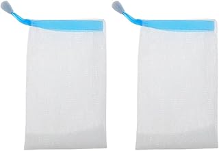 SHOWERORO 2 Pçs Fita De Malha Esfoliante Malha De Sabão Bolsa De Malha De Sabão Bolsa De Sabão Artesanal Bolha De Sabão Bolsa De Malha De Leite De Limpeza Azul Bolsa De Malha De Sabão De