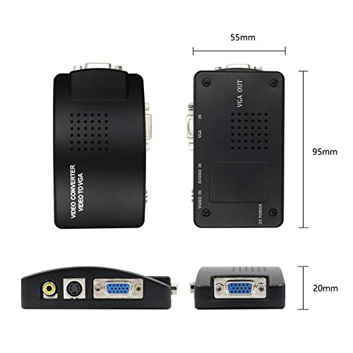 Wiistar AV S-Video Composite to VGA Video Converter Box for DVD DVR VCR Monitor