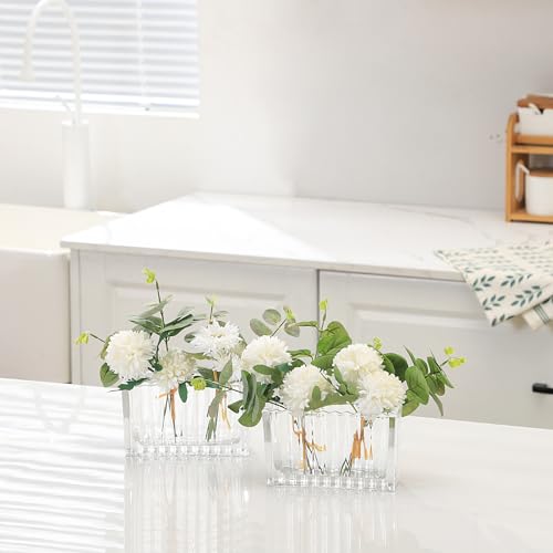 Mcmcncuiu Crystal Vases For Centerpieces, Flower Vases For Wedding Centerpieces, Clear Glass Vases For Flowers, Rectangle Small Vases thumb #2
