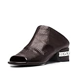  ZOCAVIA Damen Mode Kleid Pantoletten Chunky Heels Offene Zeh Party Sandalen Khaki 36 EU