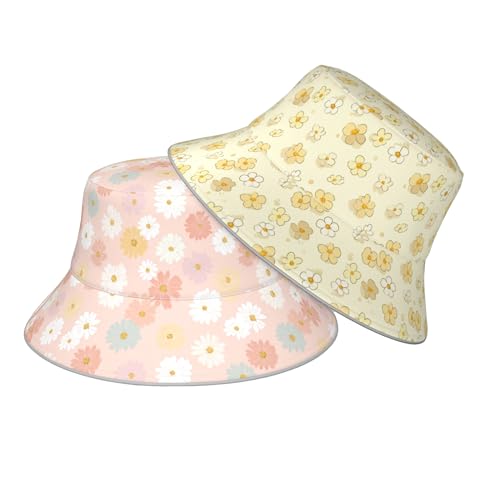 Image of Bucket Hat Double-Side-Wear Reversible Sun Hat Beach Travel Hiking for Women Men