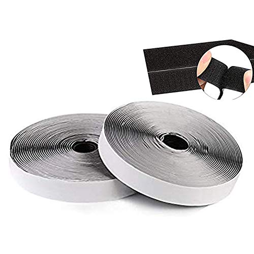 Loobani 粘着テープ 両面テープ 面ファスナー 強粘着裏糊付 粘着力強い オス メス DIY用 業務用 家庭用 工業用 ホワイト 幅2CM×長10M 2本セット 2cmx10m (ブラック)