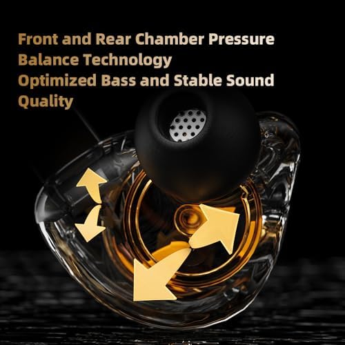 Piluyaa Wired Gaming Headphones IEM Earphones with 1DD๏ผQKZ ENZO in Ear Monitor, HiFi Earbuds, Bass Sound with New 11mm Dynamic Driver for Video Music Gaming (Colorful, Mic)
