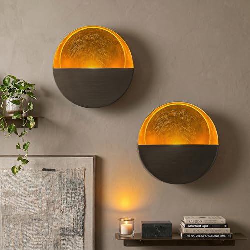 NativeSkins Eclipse - Bougeoir Mural en métal pour décoration - Lot de 2 bougeoirs décoratifs Faits à la Main pour Salon, Salle de Bain, Salle à Manger,...