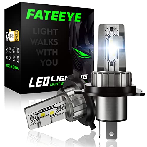 FATEEYE H4 LED Headlight Bulbs, 12V 50W 10000Lumens 6500K Xenon White H4 Car Headlight Conversion Kit, 360 Degree Adjustable Beam Lamps, IP65 Waterproof, Pack of 2 (H4)