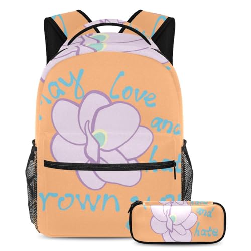 Sac à dos à fleurs grand format 40cm avec trousse résistante pour ranger tous les grands livres