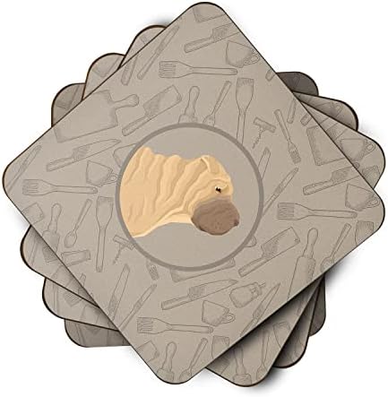 Caroline's Treasures CK2209FC Shar Pei in The Kitchen Foam Coaster Set of 4 Set of 4 Cup Coasters for Indoor Outdoor, Tabletop Protection, Anti Slip, Mouse pad Material image 5