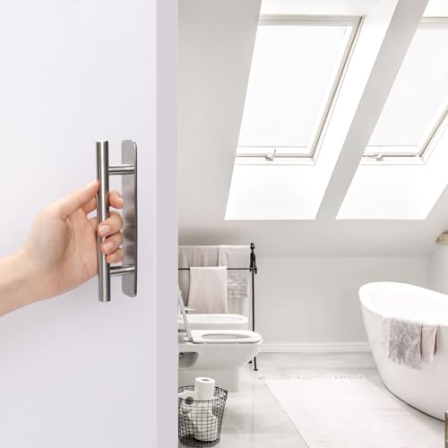 Miniatura 6 de Aromujoy 2 Piezas Tiradores Autoadhesivos Para Muebles, 148mm Manija Autoadhesiva De Acero Inoxidable, Tiradores Armarios Sin Taladrar, Tirador De Puerta Corredera Para Cajones Y Ventana, Plateado
