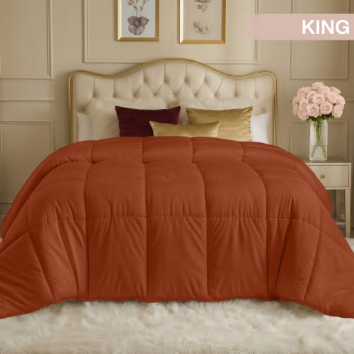 Image of Utopia Bedding Duvet Insert, Comforter King Size 90 x 102 in, Burnt Orange | Cozy All Season Comforter for Kids, Boys, Girls, and Teens, Down Alternative Fill, Soft Microfiber Shell, Machine Washable