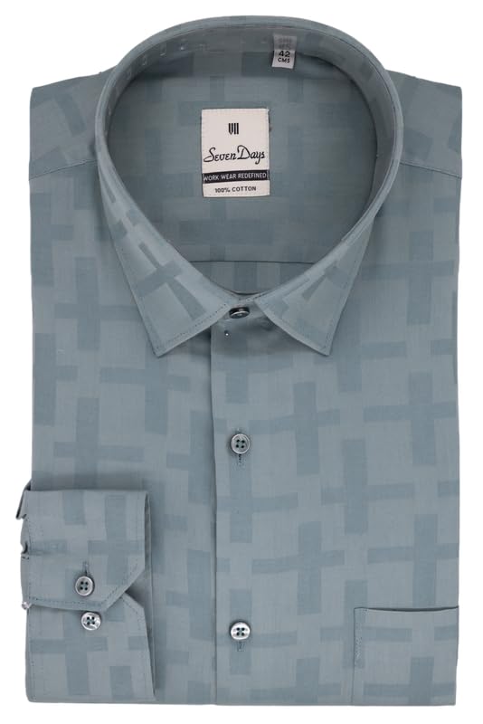 7-DAYS Formal Shirts for Men – 100% Pure Cotton, Textured, Full Sleeve, Regular Fit Shirts for Men.