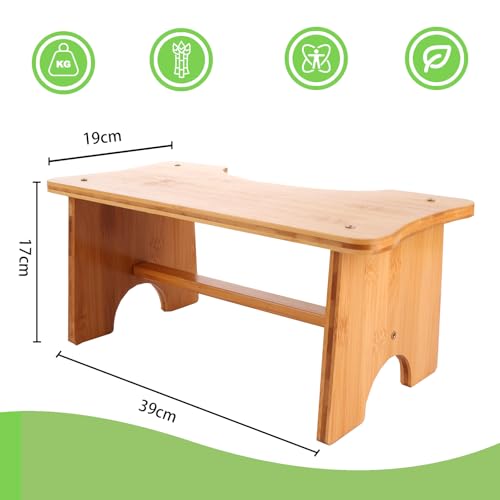 ASelected Toilettenhocker Kackhocker 30 x 19 x 17 cm Toilettenfußpedal aus Holz Squatty Potty Tragbarer Kurzer Hocker (Holzfarbe)