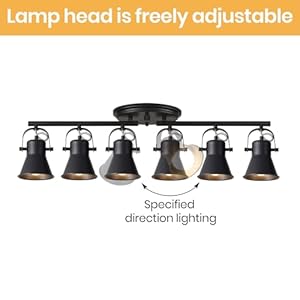 Keesfu 6 light track lighting kitblack semi flush mount ceiling light with 6 rotatable light headsmodern accent lighting for livingroombedroomhallwayart wallbathroomkitchen6 light  urban country home decor
