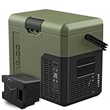Yolco ET18 Green Kompressor Kühlbox 18L mit Akku SC4B – Tragbarer Kühlschrank & Gefrierbox bis -20°C, 12/24V DC & 230V, USB, Auto, LKW, Boot, Camping, Grün