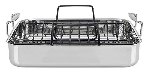 Image of Viking Culinary 3-Ply Stainless Steel REV2019 Roasting Pan, 16 inch x 13 inch X 3 inch