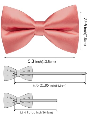 Image of Solid Color Bow Ties for Men Silk Pre-tied Tuxedo Bowtie Set 4PCS