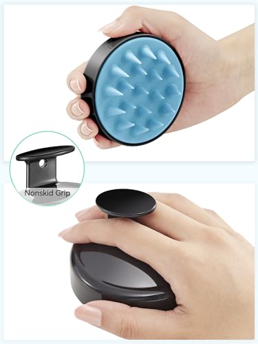 Image of HEETA Scalp Massager Hair Growth, Soft Silicone Scalp Scrubber Shampoo Brush for Exfoliation, Dandruff Removal Head Massage Stress Relax, Wet & Dry Use for Thick Thin Curly Hair Care, Black Blue