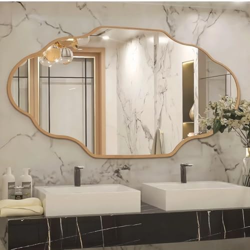 Clevich Miroir asymétrique 66 x 116 cm avec Aluminium Or - Miroir...