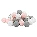 Hiser Guirlande Lumineuse Boules Coton, Batterie Chaîne de Lumière 6cm Boules Coton LED Cosy Romantique Décoration pour La Saint Valentin Noël Mariage Fêtes (4.5M-30LED,Blanc Gris Rose)
