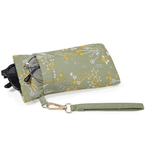Image of MoKo Squeeze Top Glasses Pouch, Portable Leather Soft Sunglasses Case Anti-Scratch Eyeglasses Bag Goggles Sleeve