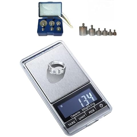 Mini Digital LCD Jewelry Pocket GRAM Scale, 0.3KG Max Capacity - 300 X 0.01 G + Free Calibration Weight Kit - Class M2 Cover