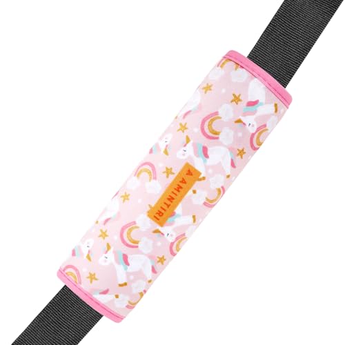 Amintiri Seat Strap Shoulder Pads for Kids Seat Belt Cover for Children Soft Furry Seat Belt Cushion for Travel Cartoon Car Seat Belt Pad Cover for Boys and Girls.