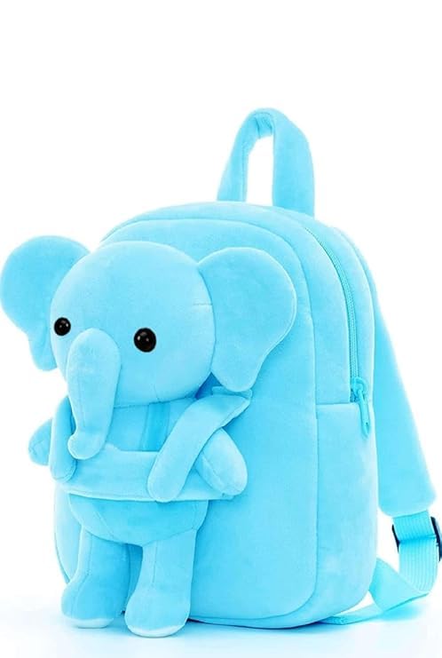 Kids Plush Elephant Backpack, Blue, Soft Toy Design with Detachable Elephant, 10L Capacity, 2-6 Years, 30x28x8 cm-image-10