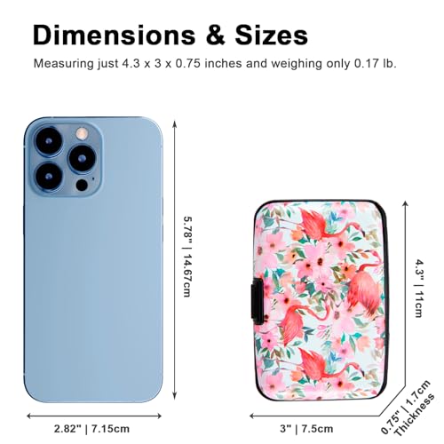 Image of Credit Card Holder, Metal Card Wallet RFID Blocking Mini Slim Aluminum Business Hard Card Case for Women Men (Watercolor Floral Flamingo)