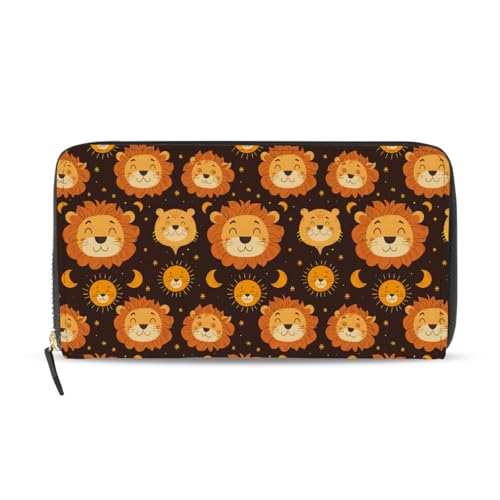 Cute Lion Face Women's Large Capacity Wallets Holder Wallet Credit Card Clutch Coin Pocket Pu Leather Zipper Closure Deal Gift for Women 21219982