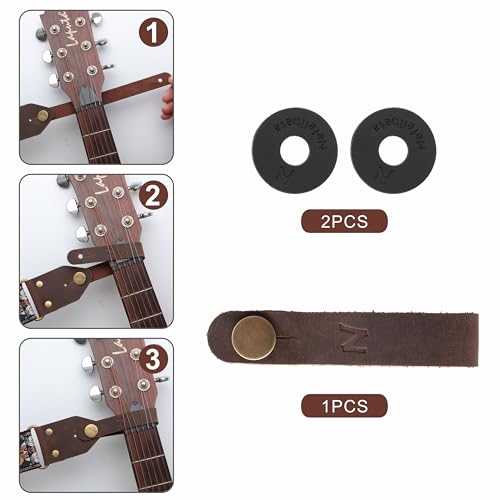 image for Nefelibata Guitar Strap Lock, Leather Guitar Strap Button, Headstock A