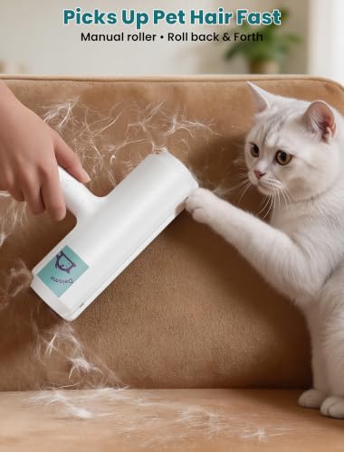 Image of DELOMO Pet Hair Remover Roller, Reusable Lint Roller for Dog and Cat Hair | Portable Pet Hair Roller with Large Fur Bin, Fast Cleaning for Couches, Bedding, Rugs, Car Seats and Furniture, No Batteries