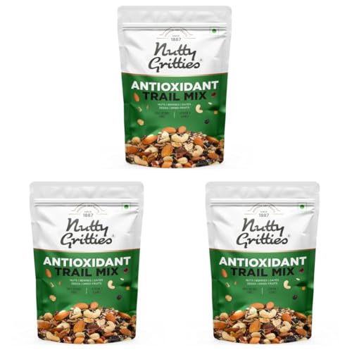 Image of Nutty Gritties Antioxidant Trail Mix 200g | 21 Superfoods in 1 Mix | Including Almonds, Hazelnuts, Brazil Nuts, Berries,Chia Seeds, Pumpkin Seeds & Mixed Dry Fruits | Healthy Snack (Pack of 3)
