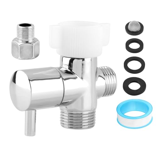 Bidet T Adapter With Shut off Valve Metal T Valve for Bidet 7/8 x 7/8 x 1/2or 3/8 3-way Tee Connector Bidet Attachments for Bathroom Installation