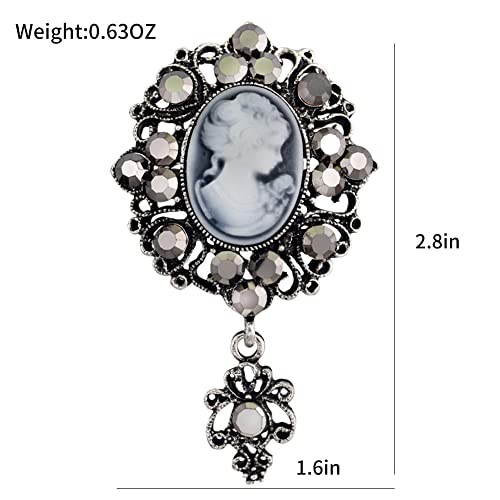 Image of lureme Vintage Elegant Victorian Lady Beauty Cameo with Crystal Brooch Pin (br000017)